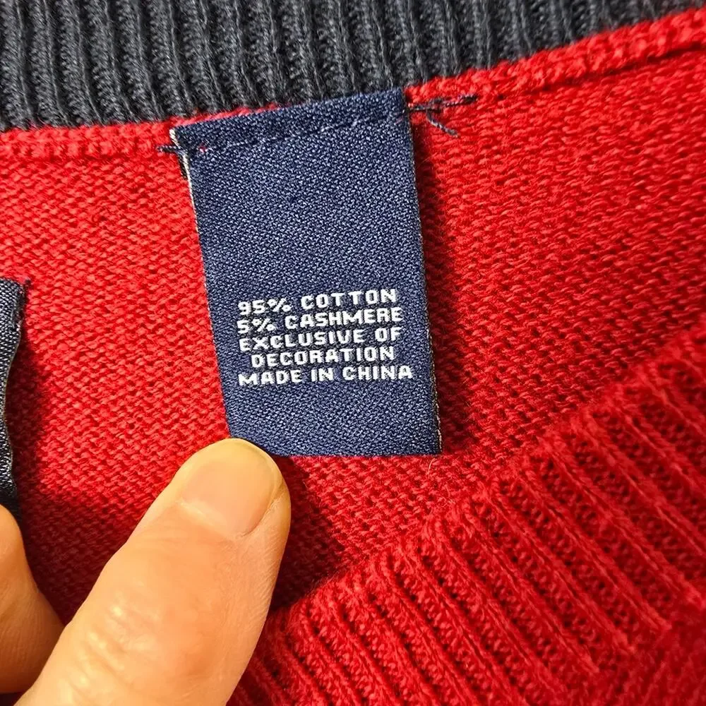 Chaps Cashmere Red V-Neck Sweater Men’s XXL Old Money Grandpa Core Luxury Knit